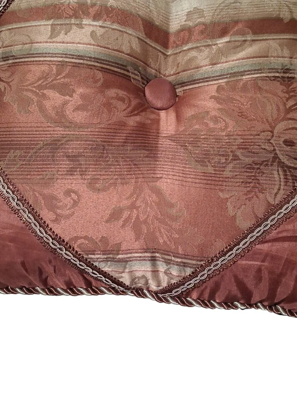 Chris Madden Accent Pillow Set Triangle Overlay Cord Trim Rose Brown Color Silky